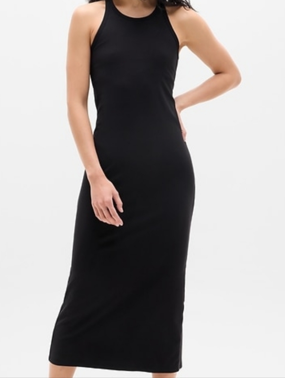 Athleta Signiture Rib Black Racerback Maxi Dress - Large